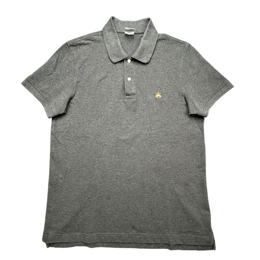 Brooks Brothers Polo Mensβ L Grey 1818 Slim Fit Short Sleeve Cotton Shirt